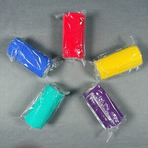 Self Adhesive Bandage Wrap 4" Wide Strong Elastic First Aid Tape Set of 5 NIB